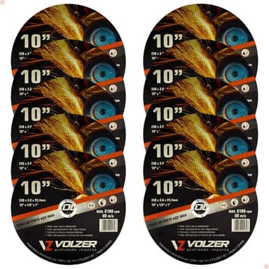 Volzer, Kit 10 Discos de Corte Policorte Volzer Aço Inox 10 Pol x 3mm x 1 Pol 5316