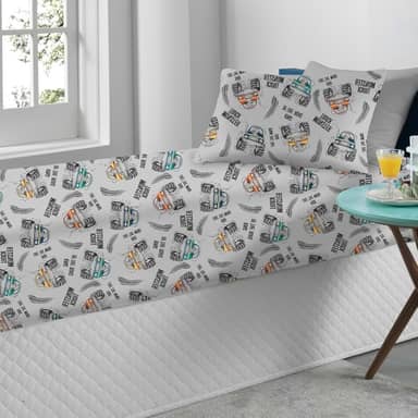 Jogo de Lençol Portallar Kids 70% Algodão Solteiro Truk Road Gray