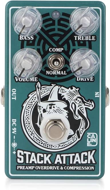 Caline Cp-509 Stack Attack Preamp Overdrive e Pedal de Compressor True Bypass Em Liga de Alumínio