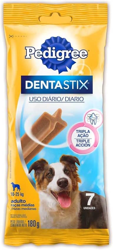 Petisco Pedigree Dentastix Cuidado Oral Para Cães Adultos Raças Médias, 7 Unidades