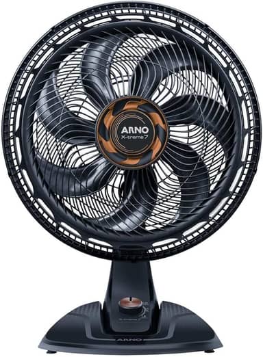 Ventilador de Mesa Arno X-TREME 7 Cinza 40cm VE71, 150W, 7 Pás, 3 Velocidades, Oscilação 80º, Power Zone, Modo Noturno Silencioso, 110V