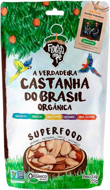 Castanha-do-Pará 125g Inteira – Rica em Selênio e Proteína Vegetal – Vegana, Kosher, Sem Glúten – Colhida na Floresta Amazônica – Floresta em Pé