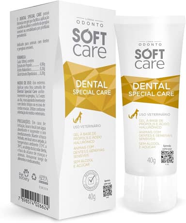 Dental Special Care 40g - Soft Care Linha Odonto By Pet Society - Gel dental à base de própolis para acalmar as gengivas e dentes sensíveis - para cães e gatos idosos ou após limpeza dentária