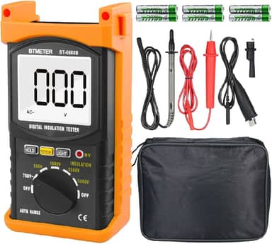 BTMETER Bt-6688B Megôhmetro 200 Gig Ohm Testador de Resistência de Isolamento Digital, Tensão de Teste de 500V/1Kv/2,5Kv/5Kv, Variação Automática, Display de Luz de Fundo
