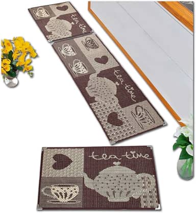 Tapetes Lancer Jogo De Tapete Para Cozinha Kit 3 Peças Antiderrapante Sisal Facil Limpar