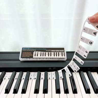 Guia de notas de piano para iniciantes, etiquetas removíveis de notas de teclado de piano para aprendizagem, tamanho completo de 88 teclas, feito de silicone, sem necessidade de adesivos,