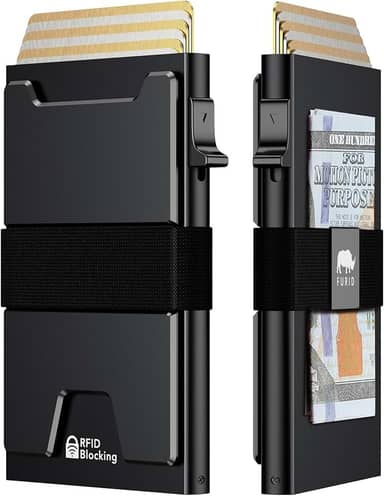 Carteira de cartão inteligente para homens fina: carteira minimalista para homens - Carteira com bolso frontal pop-up com bloqueio RFID, carteira de metal com 11 porta-cartões, S1 - Preto, Smart