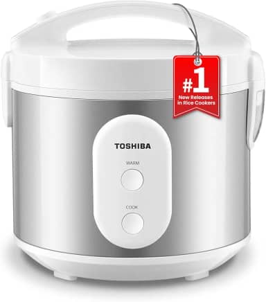 TOSHIBA Panela de arroz e vaporizador simples de 5,5 xícaras (não cozidas) com cesta fumegante, panela interna antiaderente removível e tampa interna, para sopas, ensopados, grãos e aveia, função de