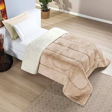 Cobertor Frio Intenso FOFÃO Casal Queen King Solteiro Coberdrom Dupla Face Macio coberta Quente (Caqui)