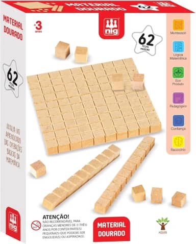 Material Dourado em Madeira 62 peças, Nig Brinquedos