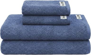 Decolab Jogo de Toalhas Air Light 100% Algodão (Azul-claro e Azul-marinho, 4 Peças)