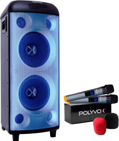 Polyvox, Caixa de Som Amplificada Polyvox Torre XT-990 TWS Bluetooth Full Led 2000W + Microfones sem fio