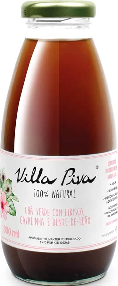 Villa Piva, Chá Pronto, Sabor Chá Verde Com Hibisco Dente De Leão e Cavalinha, 300ml