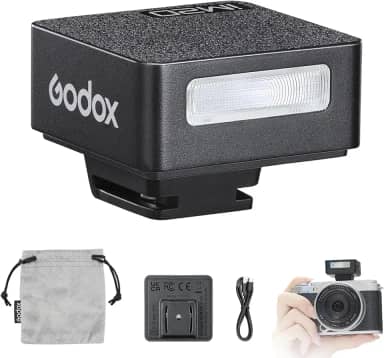 Godox Flash de câmera iM20, bateria de 470 mAh, 5 níveis de potência, tempos de reciclagem de 3s, 440 flashes de potência total, mini flash compatível com Fuji/Canon/Sony/Nikon//Panasonic/Olympus