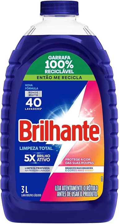 Brilhante Limpeza Total - Lava Roupas Líquido 3L