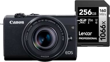 Canon Digital Camera EOS M200 kit com Cartão de Memória Lexar Silver 256GB