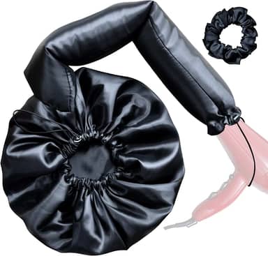 Touca Difusora Cetim Dupla Face Secadora Anti-frizz Seda (Preto)