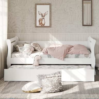 Bicama Solteiro Branca em MDF Resistente Clássica