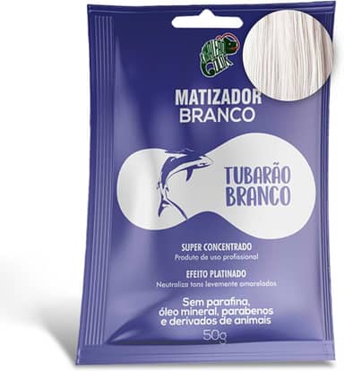 KAMALEÃO COLOR Matizador Branco Tubarão Branco - Neutralizador de Tons Levemente Amarelados - Efeito Platinado - Para Cabelos Loiros e Coloridos - Sachê 50g