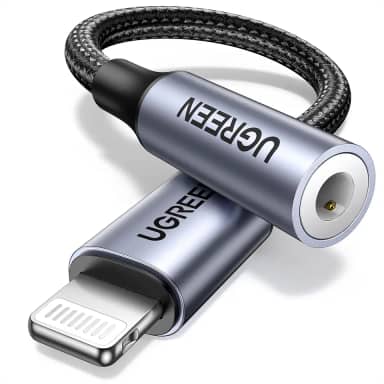 UGREEN Adaptador de fone de ouvido Lightning para adaptador de 3,5 mm Dongle de entrada de áudio auxiliar com certificação Apple MFi compatível com iPhone 14 Pro Max/14 Plus/13 12 Pro Max/SE/1