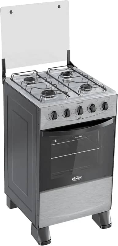 Fogão Clarice Delicato 4 Bocas Com Porta Com Visor De Vidro Duplo Mesa Em Aço Inox Compacto E Moderno Com Forno 52 L Puxador Em Metal Desempenho E Elegância (Kromanox)