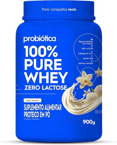 Probiótica 100% Pure Whey Zero Lactose - Sabor Baunilha Pote 900g