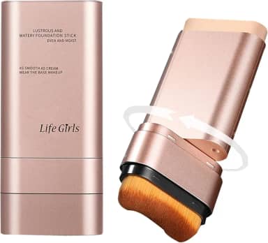 Bastão de base de borracha impecável, bastão de base hidratante coreano com escova embutida, cobertura média a total leve montável para acabamento natural (marfim, 1 peça)