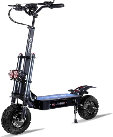 Scooter elétrico dobrável skate elétrico todo-o-terreno adultos acelerador punhos rotativos potente motor duplo 11 polegadas pneus sem câmara todo o terreno bateria de lítio de 60 V 40 Ah