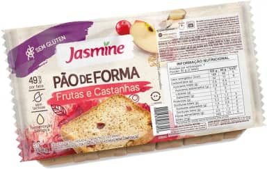 Jasmine Pão de Forma com Frutas e Castanhas Sem Glúten 350g
