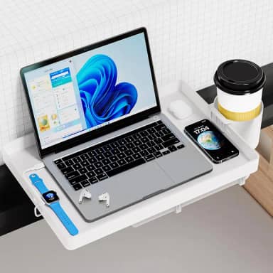 Prateleira de cabeceira para beliche, mesa de cabeceira essencial para estudantes universitários, mesa de beliche branca com capacidade de 22,7 kg, prateleira de cama com suporte de copo (material e