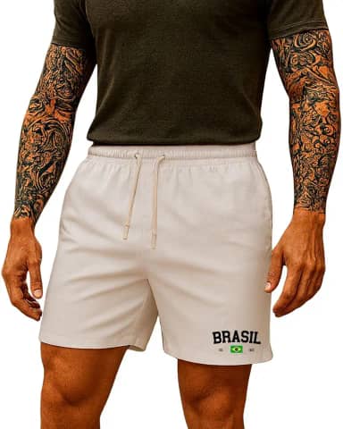 Short Masculino Brasil Copa do Mundo Esportivos Básico Seleção Brasileira