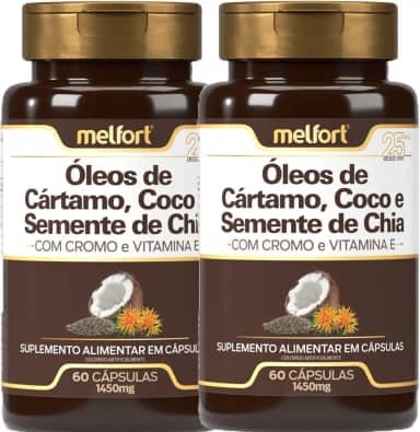 Óleo De Cártamo, Coco E Semente De Chia 1450mg 120 Cápsulas