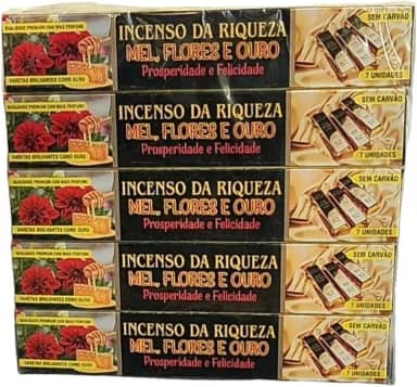 Incenso da Riqueza Mel Flores e Ouro - Prosperidade e Felicidade 3cxs.7v