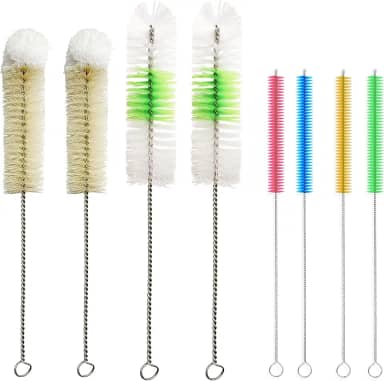 Kit de limpeza de narguilé, conjunto de escovas de garrafa, kit de 8 escovas de limpeza premium para garrafa de água de limpeza de shisha, recipientes de vidro de pescoço estreito, itens difíceis de
