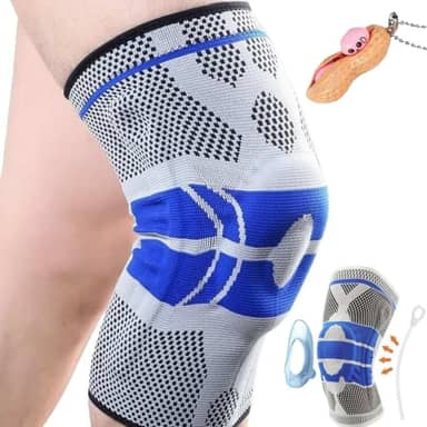 Joelheira Ortopedica De Compressão Silicone E Fio De Flexível Aço Tensor Alívio De Dor Tensor articulada ligamento rompido Fitness Cross Bike Volei Basquete Proteção Silicone e recuperação do joelho + Chaveiro Tubarão Stores (M)