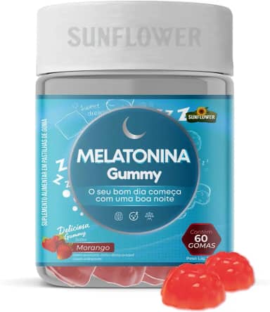 Melatonina - Melatonina Gummy - Melatonina em Goma 210mcg 60 gomas Sunflower (60 gomas, Morango)