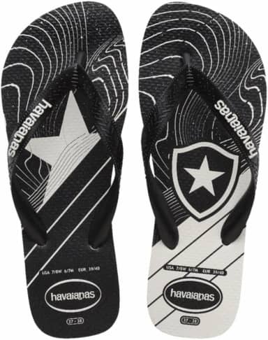 Chinelo Havaianas Top Times Brasileiros Botafogo Licenciado Unissex (Branco, BR, Adulto, Faixa Numérico, M, 37, 38)