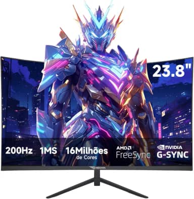 Monitor Gamer Curvo 23.8 Polegadas 200Hz - 1ms,R1500,Full HD 1920x1080,Tecnologia AMD FreeSync e NVIDIA G-SYNC,Alto-Falantes Integrados,Suporte VESA - Ideal para Filmes e Entretenimento e Jogos