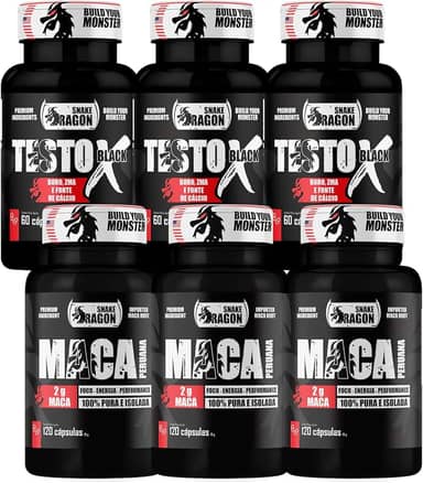 Kit 3x Maca Peruana 120 Cápsulas 2000mg Pura Premium Lepidium Meyenii Homens Mulheres Energia Resistência + 3x Vitaminas e Minerais X Black 60 Cáps Fonte de Calcio Rico em Zinco Niacina Magnesio