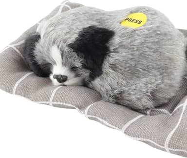 GLOGLOW Itens Decorativos de Mesa Com Som, Cachorro Dormindo Com Almofada, 7,1 X 5,3 Polegadas, para Crianças e Decoração de Casa Brinquedo de Pelúcia para Cachorro Nan (Husky)