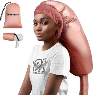 Acessório para Secador de Cabelo Bonnet: Tampa de Secador de Cabelo Ajustável Extra Grande Atualizada - Fácil de Usar para Cuidados com O Cabelo com Textura Encaracolada Natural, Estilo de Secagem Rápida - Ouro Rosa