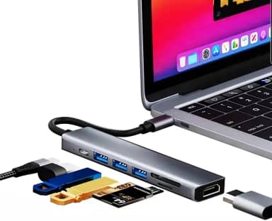 Adaptador Hub 7 Em 1 Tipo C USB 3.0 Regua Pc Adaptador Multiportas USB C Hub Compatível com MacBook Com Saida HDMI 4K A 60hz Fonte De Alimentação Tipo C Leitor Carregamento Portas Hub Para 3 Portas