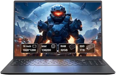 Laptop para jogos FHD de 16 polegadas com Intel i7-13620H (10/16, até 4,9 GHz), 32 GB de RAM, SSD NVMe de 1 TB, laptops Windows 11 Pro, teclado retroiluminado, câmera de privacidade, USB-C, leitor de