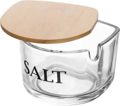 WOLFF - Saleiro de Vidro com Tampa de Bambu Basic 10cm x 10cm x 8cm