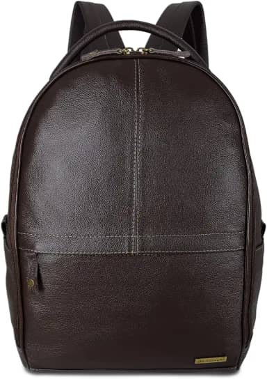 Mochila Grande de Couro Bovino Com Suporte Para Notebook Cor:Marrom