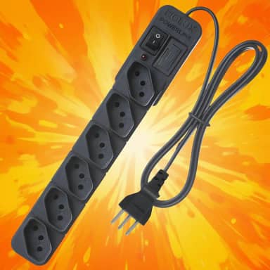 Extensão Régua Filtro De Linha Protetor Energia Elétrica 6 Tomadas Fiolux Powerlink 127 220 (2 Metros Preto)