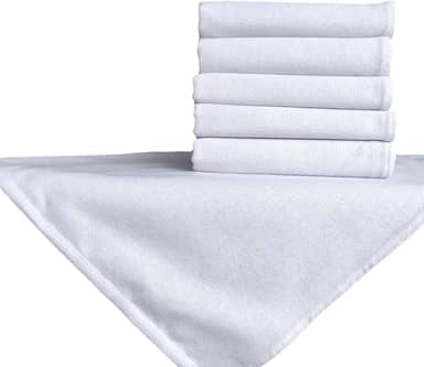 Pano de Prato Liso Alvejado Kit com 12 Unidades Acabamento nos 4 Lados - Em Algodão Sem Estampa, Ideal para Artesanato Gourmet (68x50cm)