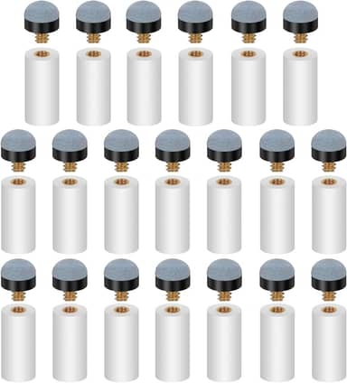 Vefungyan Conjunto de 20 pontas de tacos de bilhar de substituição: 20 peças de virolas brancas para taco de sinuca, pontas de taco de sinuca rosqueadas