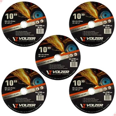 Volzer, Kit 5 Discos de Corte Policorte Volzer Aço Inox 10 Pol x 3mm x 1 Pol 5316