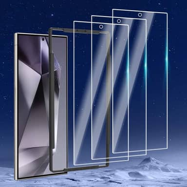 Pacote com 3 protetores de tela projetados para Samsung Galaxy S24 Ultra (6,8 polegadas) protetor de tela de vidro temperado, amigável e livre de bolhas ultra resistente (pacote com 3)